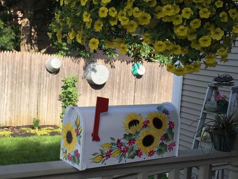 Hand painted mailbox custom mailbox sunflower mailbox fall Etsy