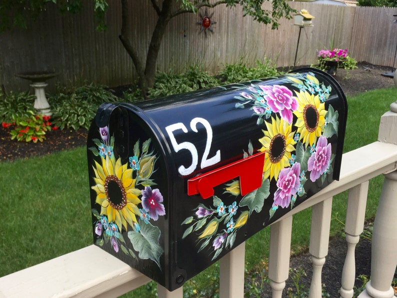 Artistic mailbox hand painted custom ordered mailbox. floral Etsy