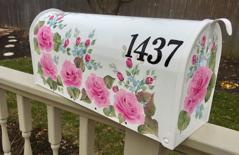 hand painted mailbox custom painted pink roses charming hand painted mailbox,Mother/'s day roses and rosebud mailbox Pink rose mailbox