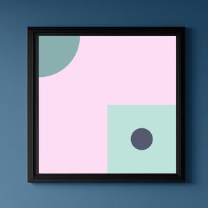 Arte Abstracto Rosa Verde para Pared, Póster Geométrico Imprimible, Círculo Minimalista, Arte Digital Moderno, Descarga Cuadrada