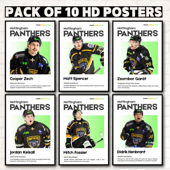 Nottingham Panthers Hockey Poster: EIHL Team Player Art (Digital Download)