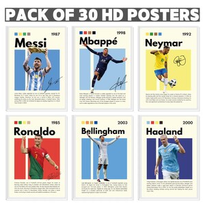 Ronaldo Messi Neymar Mbappe Kane Bellingham Haaland und viele mehr.. Poster von Fußballlegenden. 30er Pack Digitale Poster.