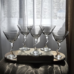Vintage Libbey Swirl Martini Gläser - Mid Century Barware 5er Set
