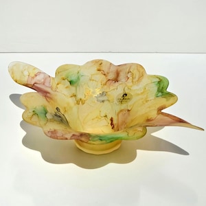 Hand Blown Murano Art Glass Bowl: Multicolor Swirl, Made in Italy