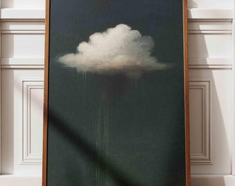 Abstract Cloud Art Print: Vintage Dark Academia, Moody Farmhouse Decor