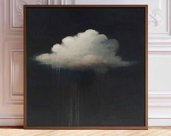 Moody Cloud Print: Square Abstract Stormy Sky, Dark Academia Wall Art