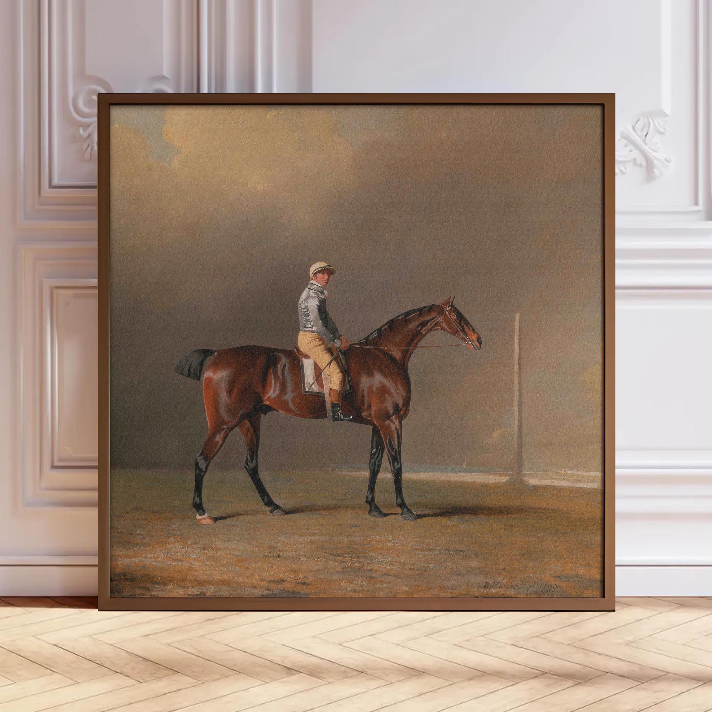 Vintage Horse Racing Art Print: Equestrian Jockey Painting