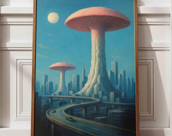 Trippy Mushroom Print: Retro Psychedelic Wall Art