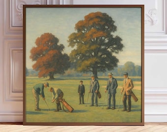 Vintage Golf Course Print: Classic Sports Art for Office or Den