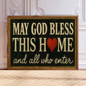 May God Bless This Home Christian Wall Art Print, Inspirational Poster, Heartwarming Faith Decor Entryway, Living Room, Housewarming Gift