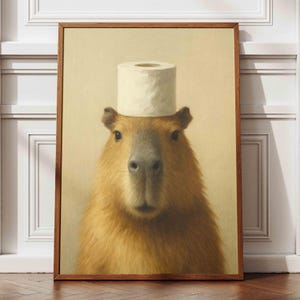 Divertente decorazione murale con capibara, decorazioni per il bagno originali, stampe animalier, rotoli di carta igienica vintage, decorazioni per il bagno, poster con castori carini, umorismo in bagno