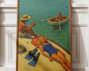 1960s Retro Beach Print: Mid-Century Modern Summer Wall Art