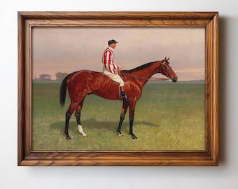 Vintage Jockey Riding Horse, Horse Portrait, Kentucky Derby Decor, Wall Art Nursery, Equestrian Print, Horse Wall Art, Vintage Sports Poster