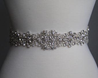 Elegant and gorgeous rhinestone trim, beaded detailed bridal sash, wedding sash, rhinestone belt, bridal belt, rhinestone applique