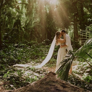 108 Inch Cathedral Wedding Veil: Simple Sheer Bridal Veil, Raw Cut Edge