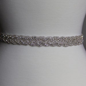 10 in to 35 in beaded rhinestone applique, trim, bridal sash, wedding sash, bridal headband, wedding headband,  bridal belt, rhinestone belt
