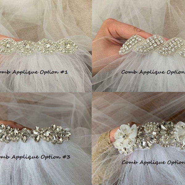 Add rhinestone applique to your veil - veil sold separately, if veil not purchased from me, appliqué will be shipped by itself with no comb