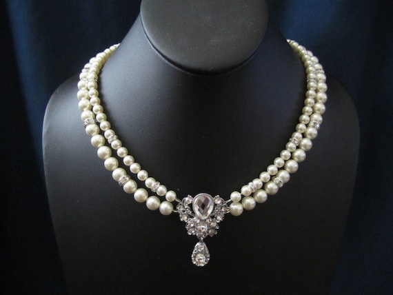 ROSE Double Strand Wedding Bridal Jewelry Wedding Necklace - Etsy