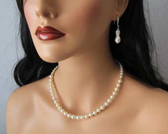 Swarovski and cz wedding, bridal jewelry, wedding necklace, bridal necklace, pearl necklace earrings, swarovski pearls rhinestones brooch