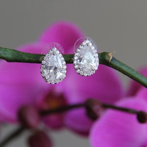 Sparkle filled cz earrings, stud earrings, cubic zirconia earrings, wedding jewelry, bridal jewelry, wedding earrings, bridal earrings