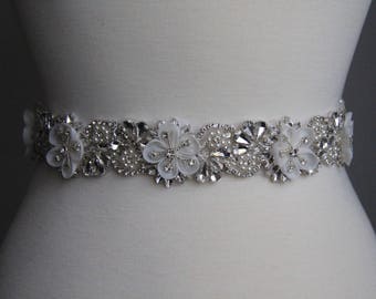 Elegant and gorgeous rhinestone trim/applique, beaded detailed bridal sash, wedding sash, rhinestone belt, bridal belt, rhinestone applique