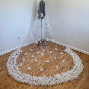 3D Floral Cathedral Veil: Elegant Bridal Statement Veil