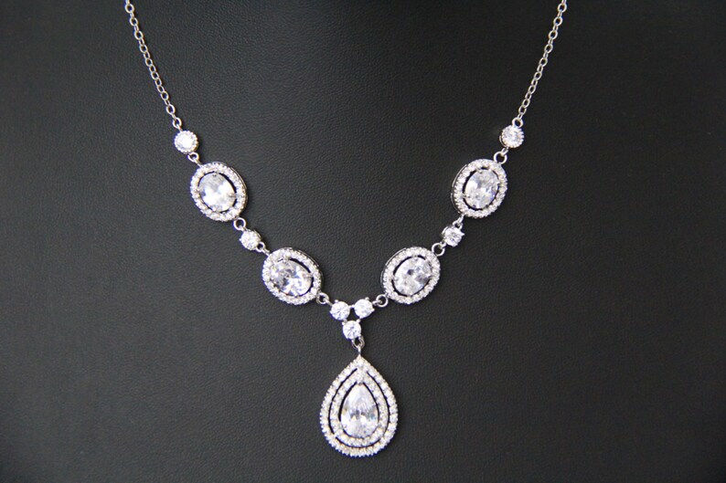 Bridal Jewelry Set Necklace and Earrings Weddingcz Etsy
