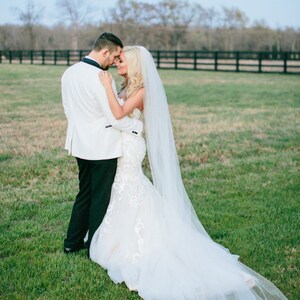 Elegant, soft, sheer, single tier, classic, sheer simple, elegant plain cathedral veil, bridal veil, wedding veil, chapel veil image 2