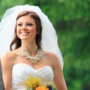 Two Tier Bubble Veil with Blusher: Soft Bridal Illusion Tulle