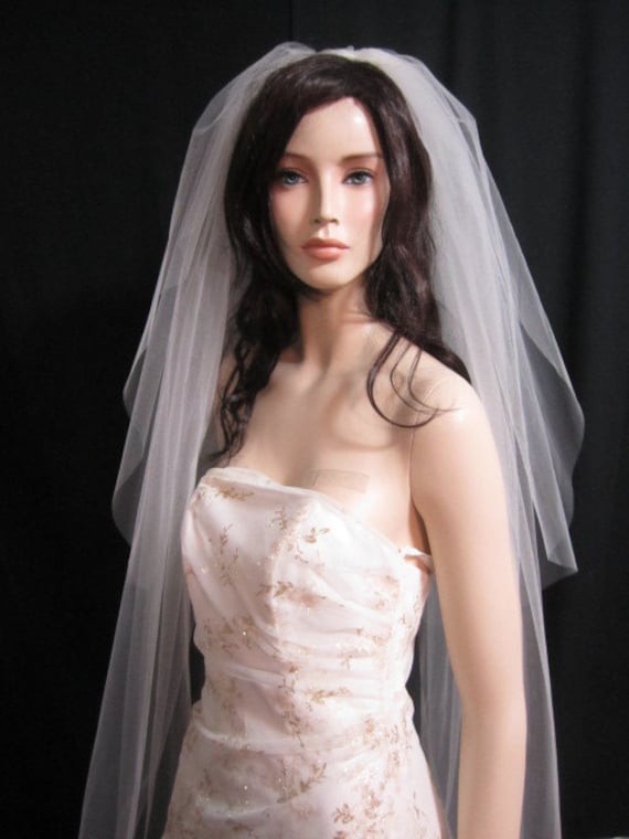 2-Tier Wide Cathedral Wedding Veil Pure White / Floor - 65/30 Inches