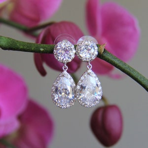 Sparkle filled cz earrings, cubic zirconia earrings, wedding jewelry, bridal jewelry, wedding earrings, bridal earrings