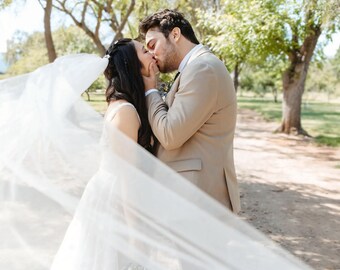 Cathedral Wedding Veil: Soft Sheer Tulle, Single Tier, Full Width