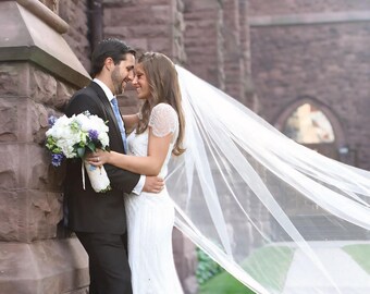 Elegant Bridal Veil: Soft Sheer Tulle, Cathedral Length