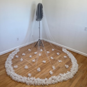 3D Floral Cathedral Veil: Elegant Bridal Statement Veil