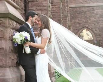 ALL-U Wedding Veil 4M3M Romantic Cathedral Length Lace Edge Soft Tulle Sheer Long White Bridal Veil ALL-U Wedding Veil 4M3M Romantic Cathedral Length Lace Edge Soft Tulle Sheer Long White Bridal Veil