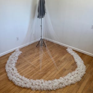3D Floral Cathedral Veil: Elegant Bridal Statement Veil