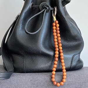 Beaded bag charm, Orange wooden bag charm, Bag charms, Handmade keychain, Purse charm, Cute keychain, Bag keychain, Purse Accessory