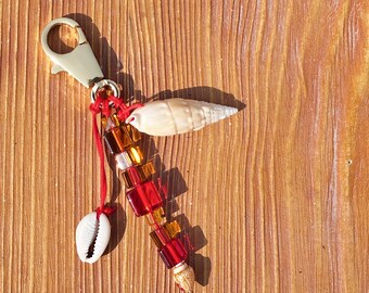 Shell keychain, Sunrise shell bag charm, Seashell keychain, Purse charm, Cute keychain, Coastal cowgirl, Kawaii keychain, Handbag charms