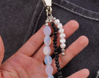 Ciondolo per borsa con perle, portachiavi con perline di vetro, portachiavi carino, portachiavi fatto a mano, ciondolo per portachiavi, portachiavi con cristalli, accessori per auto da donna