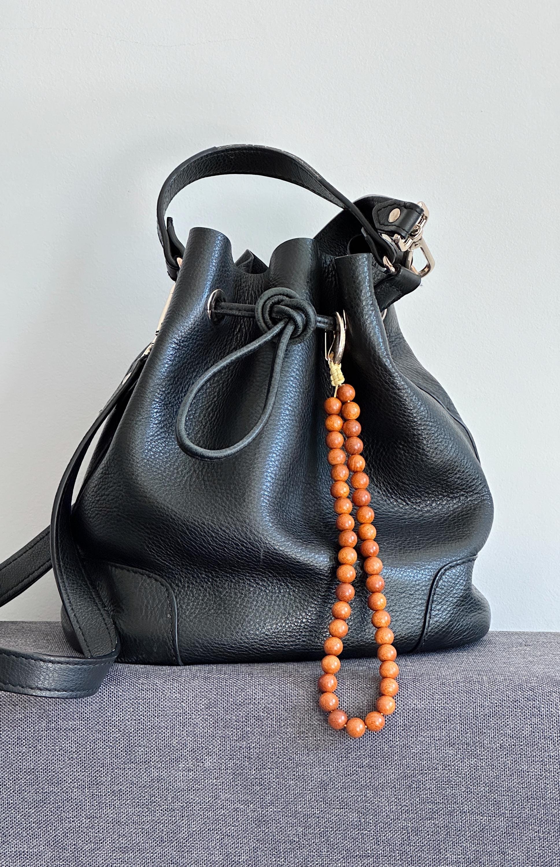 Beaded bag charm, Orange wooden bag charm, Bag charms, Handmade keychain, Purse charm, Cute keychain, Bag keychain, Purse Accessory