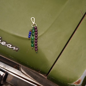 Green beaded bag charms, Boho bag charm, Purse charms, Keychain charm, Gift for her, Handmade keychain, Custom bag charm, Handbag bag charm
