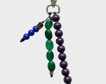 Cute bag charm, Purse Charm, Handbag charms, Beaded bag charm, Colorful Bag Charm, Vintage keychain, Purse keychain, Rope bag charm