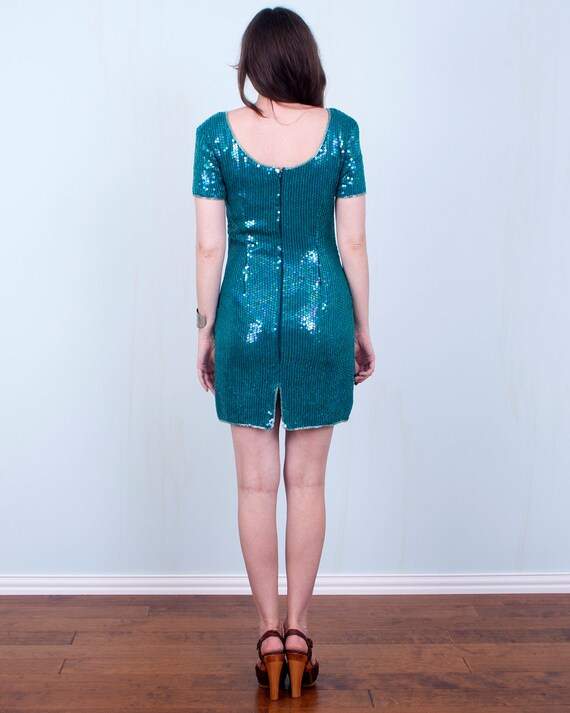 aqua blue sequin dress