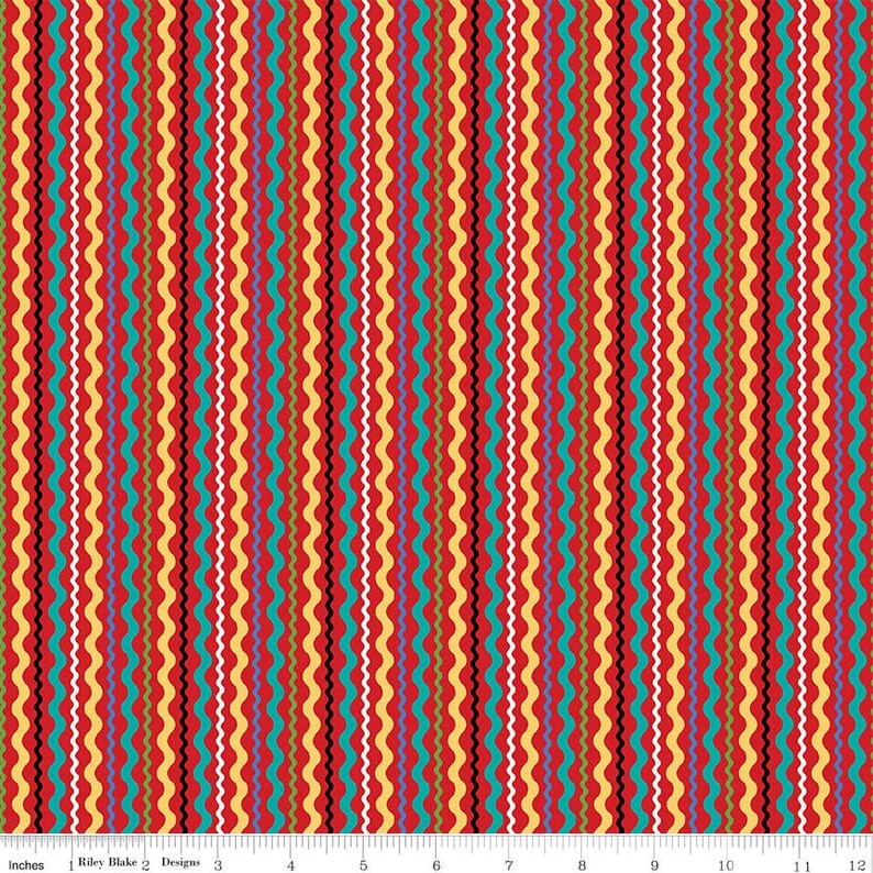 Red Green Yellow Zig Zag/Rick Rack Stripe Cotton Fabric in Etsy
