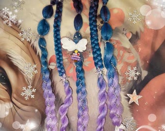 1 Weihnachzopf,handgeflochten,Kunsthaarteile,bubble braids,Fantasiezöpfe,Christmas, eingeflochtene Accessoires,wiederverwendbar