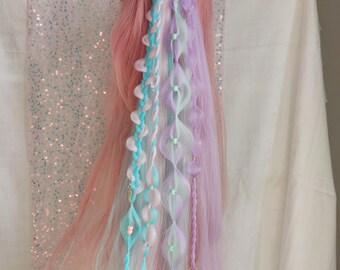 1x Zopf,handgeflochten,Kunsthaarteile,bubble braids, Ravezöpfe, Fantasiezöpfe,Partyhaare, eingeflochtene Accessoires,wiederverwendbar