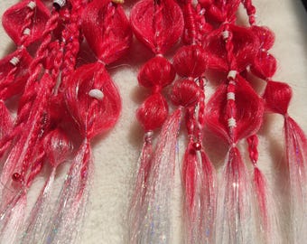 1x Zopf,handgeflochten,Kunsthaarteile,bubble braids, Ravezöpfe, Fantasiezöpfe,Partyhaare, eingeflochtene Accessoires,wiederverwendbar