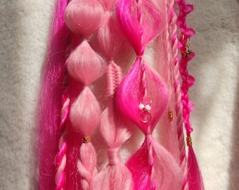 1 x Zopf,handgeflochten,Kunsthaarteile,bubble braids, Ravezöpfe, Fantasiezöpfe,Partyhaare, eingeflochtene Accessoires,wiederverwendbar
