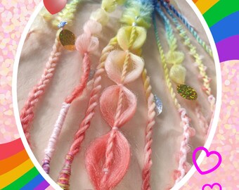 1x Zopf,handgeflochten,Kunsthaarteile,bubble braids, Ravezöpfe, Fantasiezöpfe,Partyhaare, eingeflochtene Accessoires,wiederverwendbar