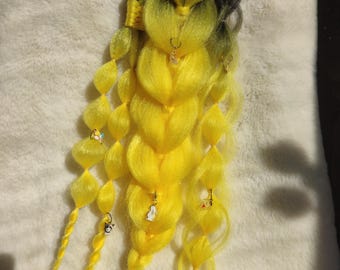 1x Zopf,handgeflochten,Kunsthaarteile,bubble braids, Ravezöpfe, Fantasiezöpfe,Partyhaare, eingeflochtene Accessoires,wiederverwendbar